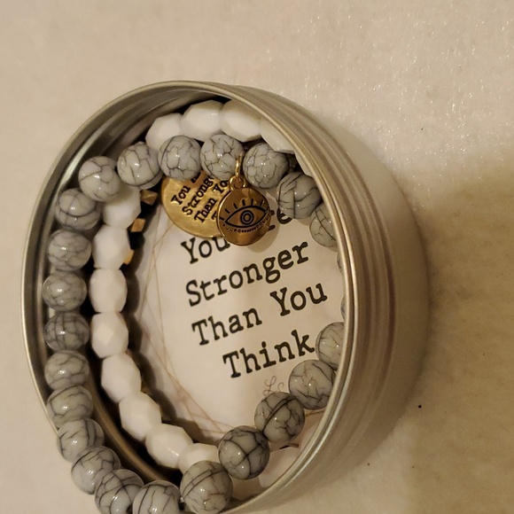 LILY SKY 3-PIECE BEADED BRACELET SET WITH CHARMS - Picture 2 of 3